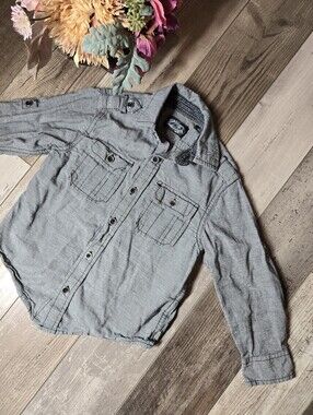 First Wave Boys Gray Cotton Buttondown Shirt Size 4/4T